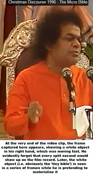 Sai Baba caught out by film showing jis fraud in 'alleged '1materialisation'