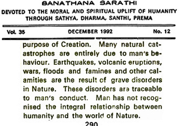 Sathya Sai Baba on calamaties and their cause